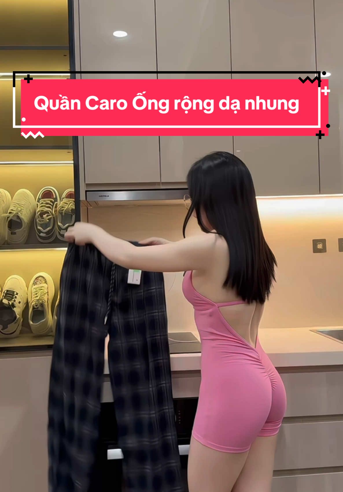 Quần Caro Ống rộng dạ nhung