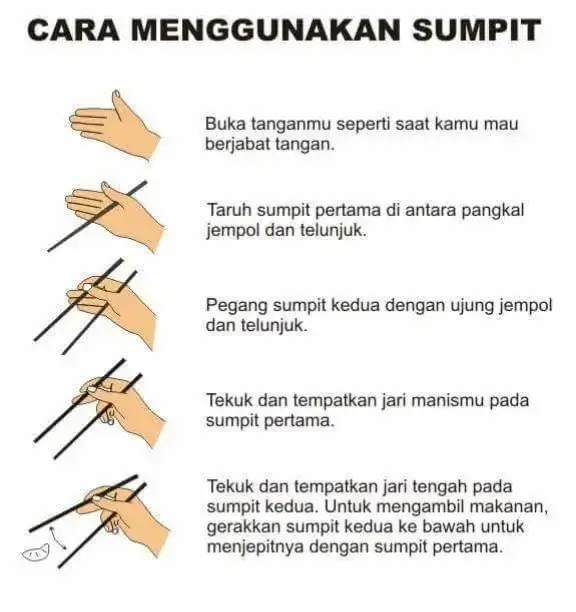 Mungkin sebagian org sangat mudah mengunakan sumpit,  tp ternyata msh byk juga yg susah mengunakan sumpit...  Malu dunk zaman skrg kalau tdk bs menggunakan sumpit 😅 Nahhhh di sini ada cara nya belajar dengan mudah menggunakan sumpit yg bs kamu pelajari/pratekkan di rmh  Selamat Mencoba 😉