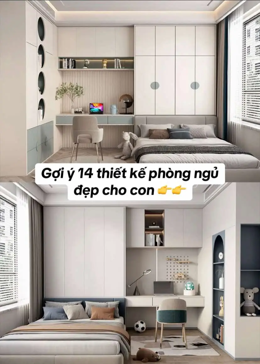 Gợi ý 14 thiết kế phòng ngủ cho con #thietkenhadep #thicongnoithat #thietkenoithat #phongngudep #nhadep #thicongtrongoi #xuhuongtiktok #noithatthachthat #xuhuong 