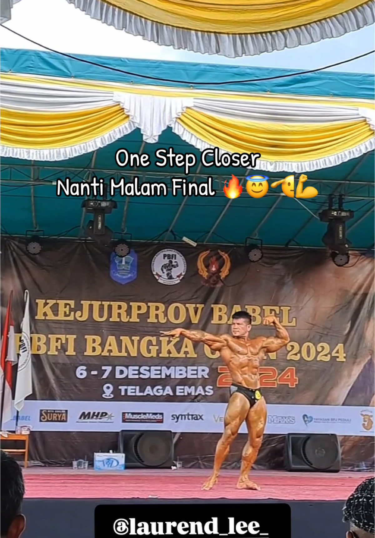 Individual Posing  Peralihan dari badan Fighter ke Binaraga !! Sempat deplet beberapa ratus gr otot 💪 ! Balik kerja keras latihan keras dan pola makan disiplin pendampingan pemilihan suplemen yang tepat dari @Muscle First dan strategi seni trick menjelang hari H event binaraga 🔥☠️🤩  One Step Closer  Malam Final