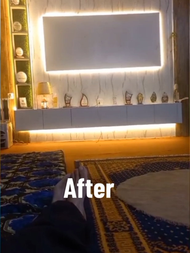 Before and After Allahamdullillah #mediawall #dhera #guestroom #ideas 