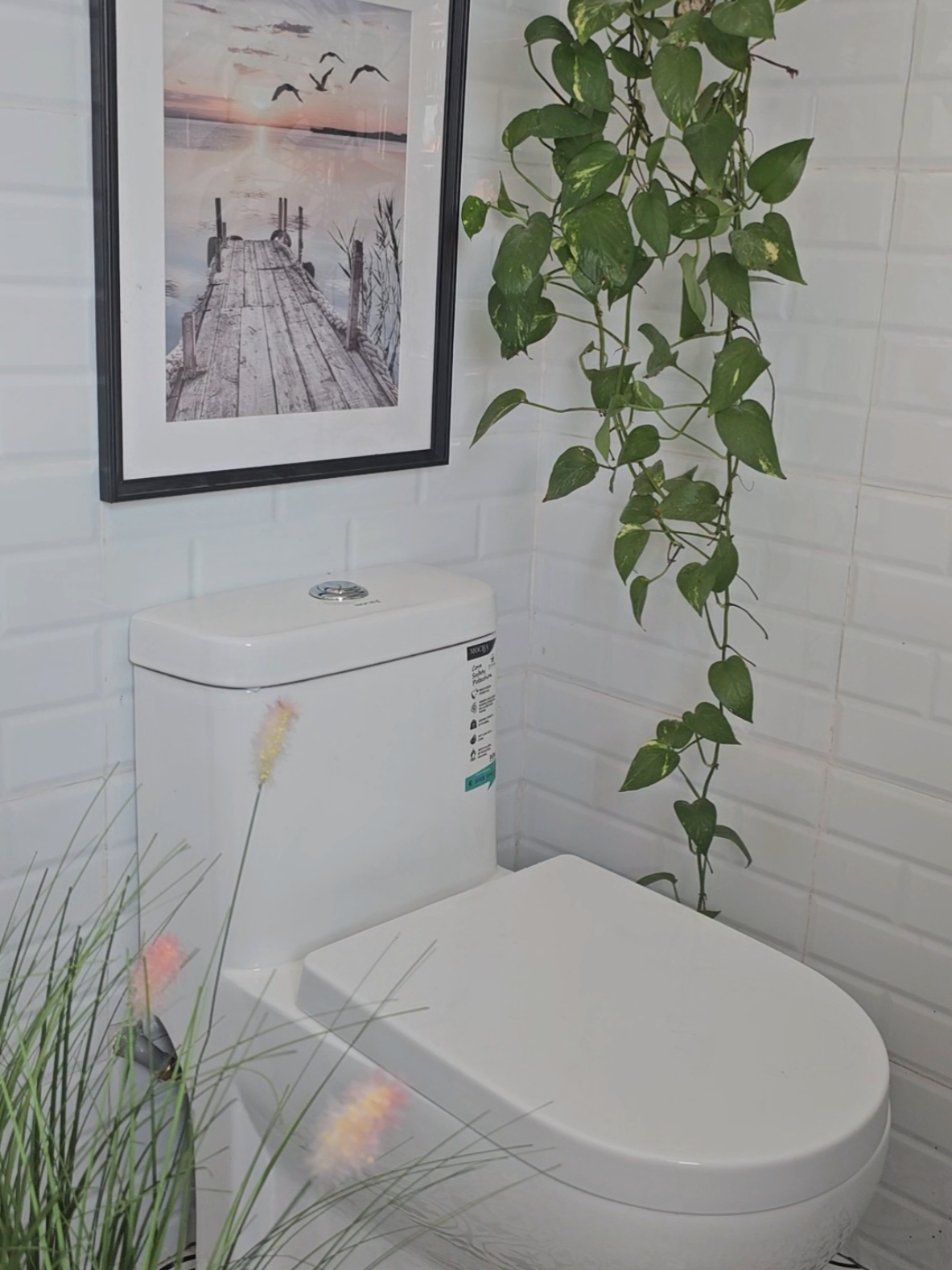 bathroom makeover #fyp #homedecor #renovation #bathroommakeover #blackandwhitebathroom 