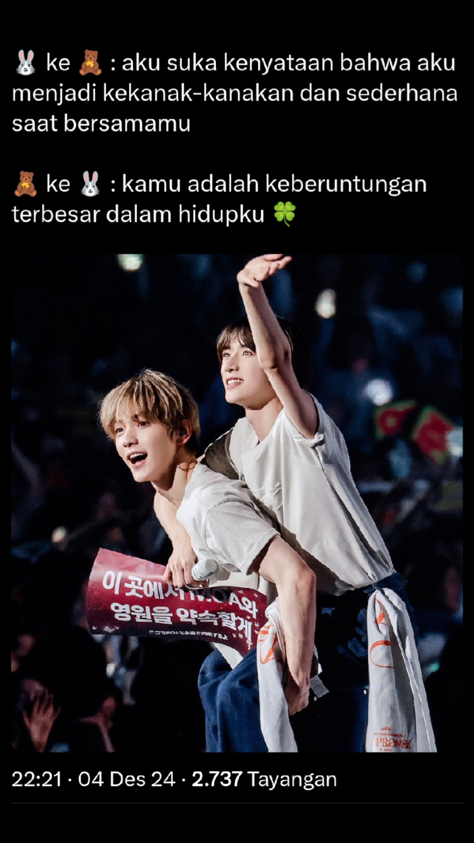 Lagu yg mewakili perasaan 🧸 untuk 🐰 "Kamu adalah keberuntungan terbesar dalam hidupku🍀✨🩵" #TXT #BEOMGYU #SOOBIN #SOOGYU #DANJJAKZ #CHOIBEOMGYU #BESTIEZ #CHOISOOBIN #bamtori