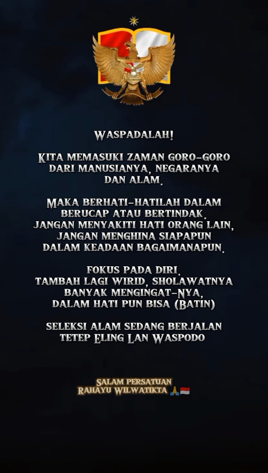 tetap hati2 dan selalu waspada 🙏 . . . . #akhirzaman #kebangkitannusantara #nusantarabangkit #kebangkitanspiritual #nusantaramercusuardunia #indonesiamercusuardunia #tatananduniabaru #satriopiningit #ratuadil #imammahdi 