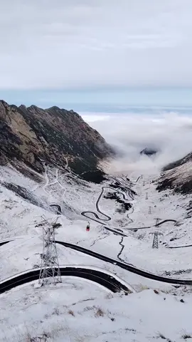 Ever seen snow arrive like a whisper? The Transfăgărășan, that serpentine masterpiece of Romanian roadways, lies powdered with the season’s first snowfall—not a heavy cover, but a fine dusting, like sugar scattered over a rugged, untamed cake. The peaks hold fast to their earthen browns, stubbornly clinging to autumn, while lower down, the road wends through white-dusted forests and slopes, caught between seasons, as if unsure whether to surrender fully to winter. This isn’t just any road—it’s a marvel of both engineering and defiance, carved through the Carpathians as a grandiose show of willpower. Built in the 1970s under Ceausescu’s orders, the Transfăgărășan demanded grit and resolve, pushing through unforgiving rock and steep passes. Today, it stretches for over 150 kilometers, with its sharp bends and precipices often veiled in clouds, drawing intrepid travelers from around the world. In this early snow, it takes on an almost mythical quality, like something out of a Romanian fairy tale. There’s a magic in this in-between, a fleeting beauty that’s raw and ghostly. Winter hasn’t fully claimed it, and autumn hasn’t fully let go. Standing here, it’s hard not to wonder how much longer this delicate balance will last. Would you venture these roads when they’re dusted with only a promise of snow? Video by @alin.vagner.3  [Transfagarasan, Carpathian Mountains, Scenic Roads, Romanian Winter, Autumn Snow, Mountain Drive, Carpathian Peaks, Misty Romania, Haunted Beauty, Rugged Landscapes, Ethereal Roads, Mountain Pathways, Dictator’s Ambition, Europe’s Wild Roads, Snow Dusting, Half-Autumn, Scenic Routes, Travel Romania, Romanian Fairytales, Fall to Winter] #transfagarasan #carpathianmountains #romania #travel #scenicroads #mountaindrives #nature