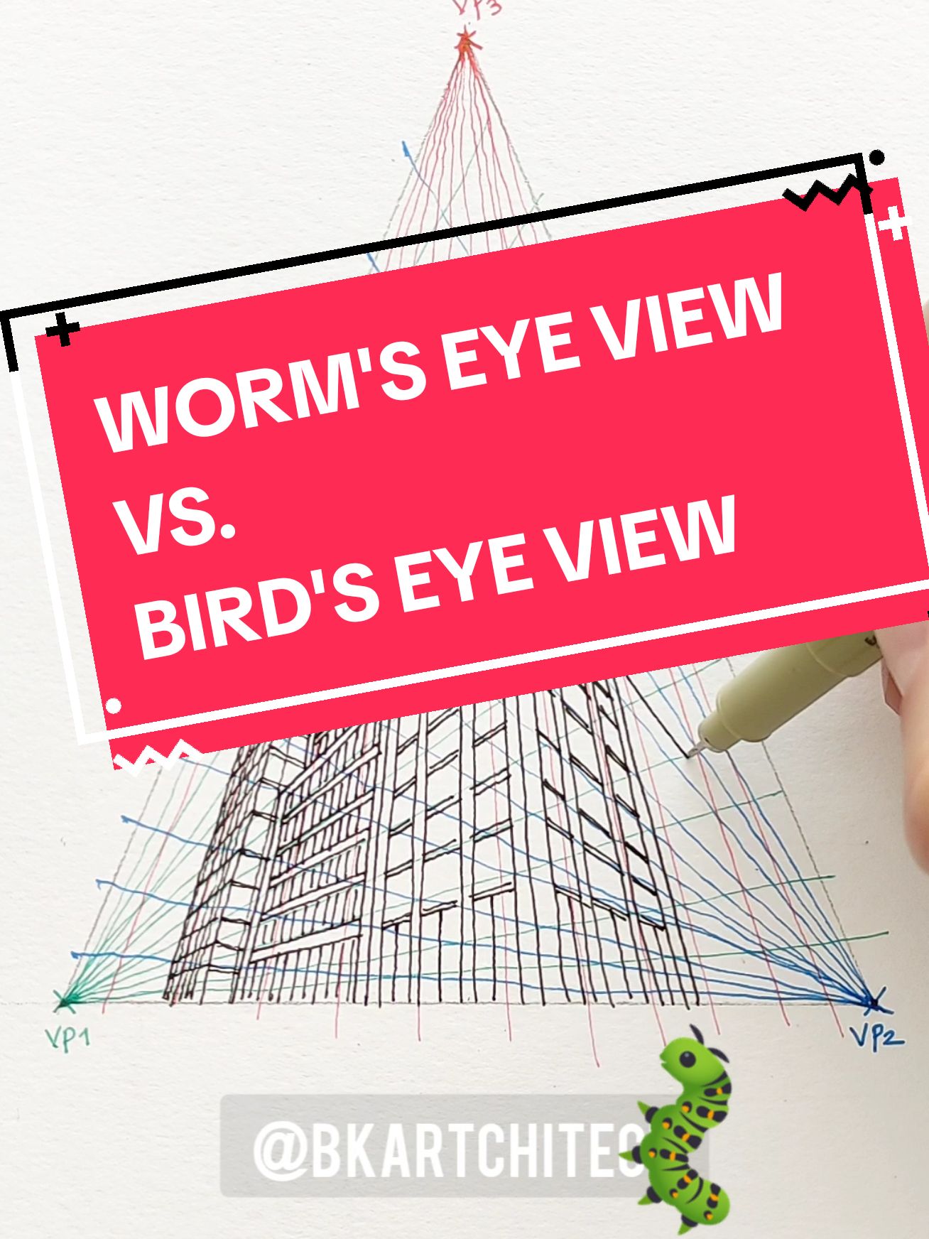 WHICH INE DO YOU PREFER?!?! BIRD'S OR WORM'S???? #bkartchitect #perspective #LearnOnTikTok #artistsoftiktok #tutorial #illustration #drawing 