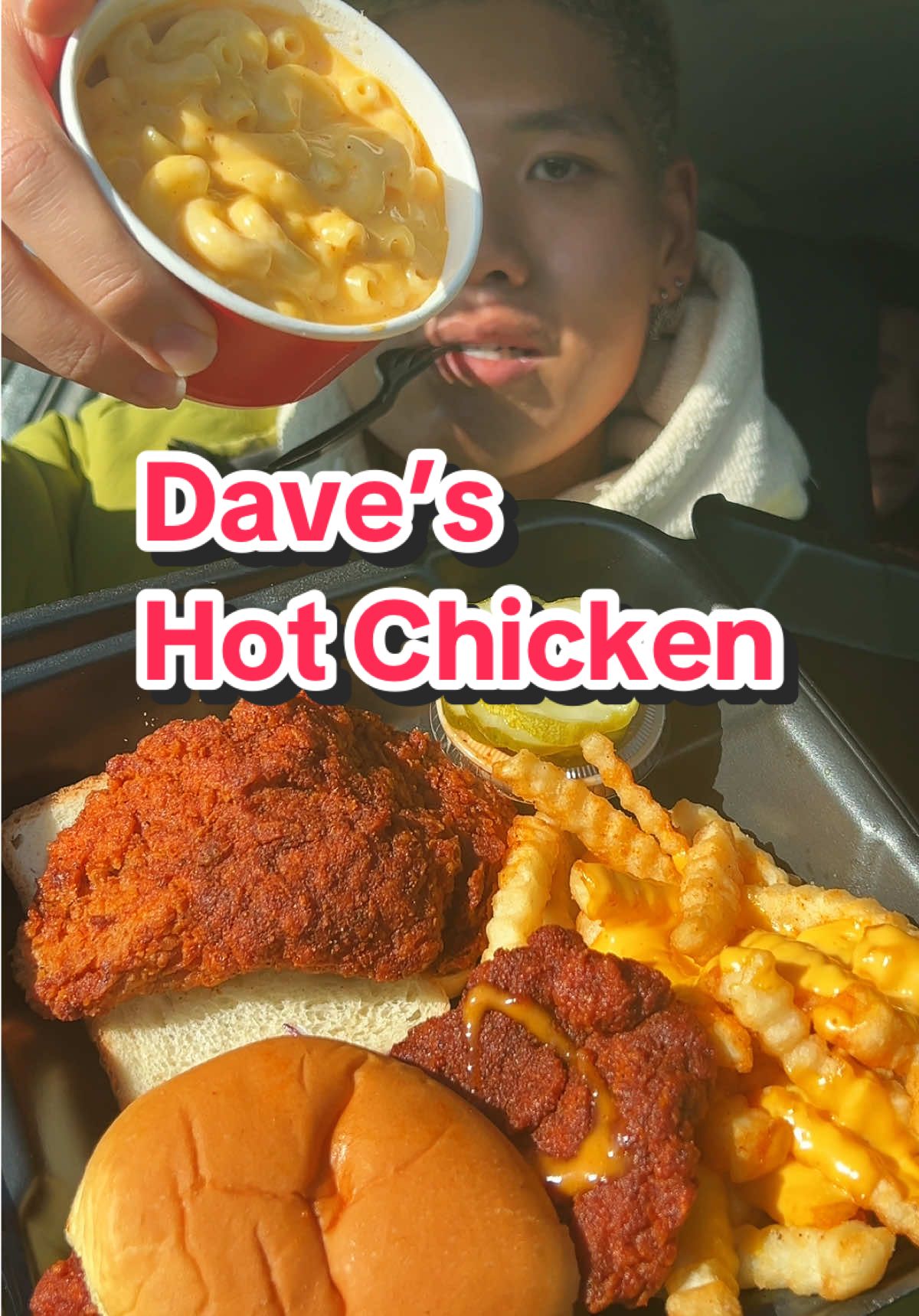 First time Trying @Dave’s Hot Chicken in my Mama’s car~  #daveshotchicken #daves #davessauce #chicken #tender #fyp #foryoupage #fypシ゚viral #mukbang #asmr #eatingshow #eatingsounds #eatingasmr #asmrfood #joeoheats 