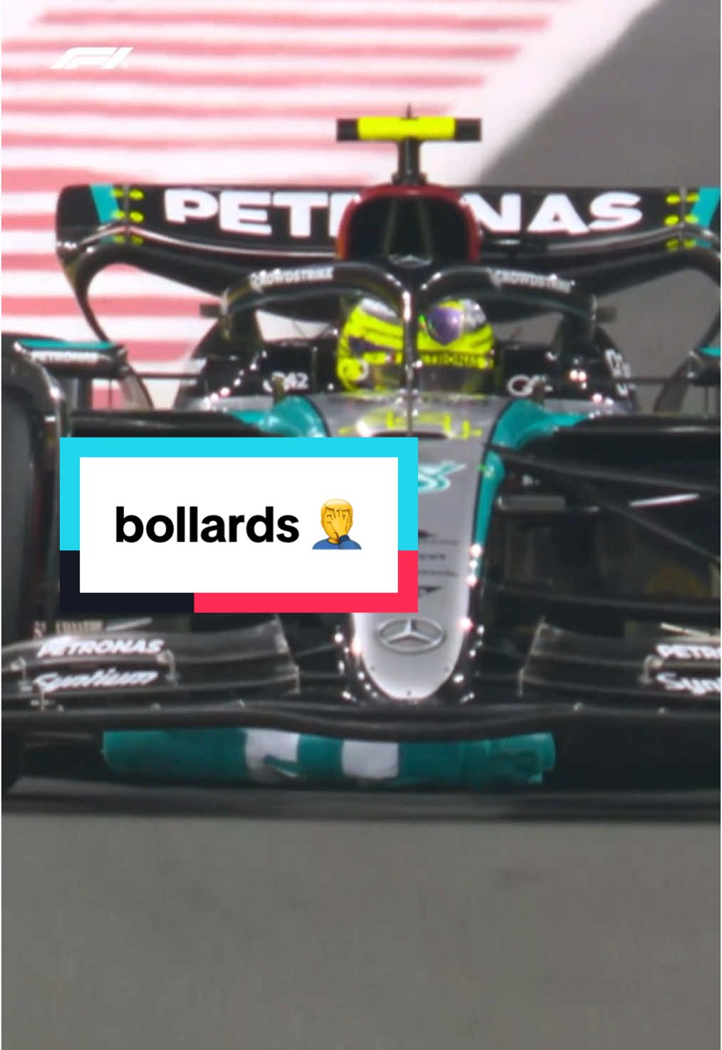 lewis catching strays (bollards) in qualifying 😓 #f1 #formula1 #abudhabigp #lewishamilton #mercedes #kevinmagnussen