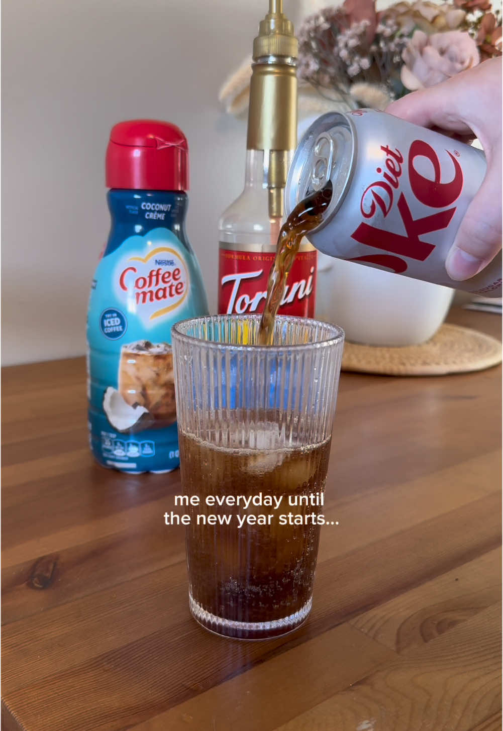 enjoying it while I can🤪 I’ll be posting lots of fun drink recipes that are caffeine free next year!🤝🏼 #drinkrecipe #fundrink #dirtysoda #caffeinefree #newyearsgoals #recipes #drinktok #beverage #dietcoke 