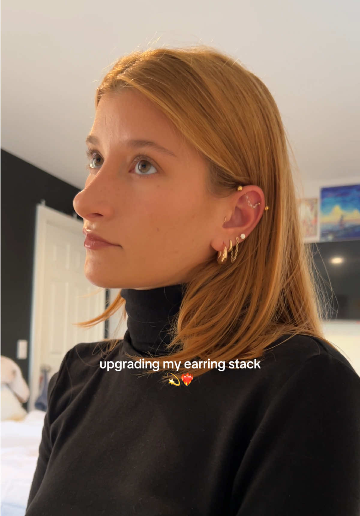 so happy to finally get rid of that silver barbell  #industrial #industrialpiercing😈 #goldearrings #goldstack #earringstack #earstyling #piercingtok #piercingsoftiktok #piercings #earstack #earrings #cartlidgepiercings  #trendyjewelry #bodypiercer #earring #piercinglove #piercingstudio #piercingcheck #goldjewelry #piercingjewelry #septumpiercings #ladypiercer