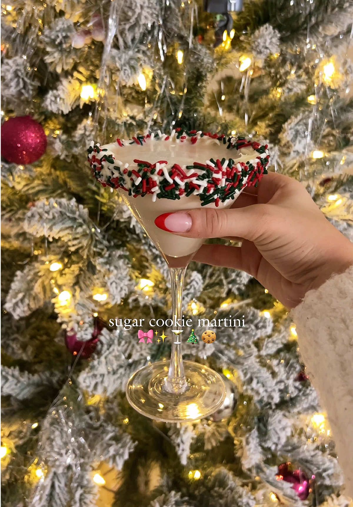 this was SO good but only if you like sweet drinks & sugar cookies 💌🍸🍪 You can use one shot of everything instead of two if you don’t want it as strong as mine! Here’s everything I used in this recipe and you can replace with what you prefer(especially Almond milk/oatmilk for the non-dairy girls):  Rim- @Betty Crocker White icing & festive Christmas sprinkles  Martini- 2 shots of Vanilla @Smirnoff , 2 shots of Gabriello Amaretto Di Toscana Liqueur, 2 shots of Kavanagh Irish Cream, 2 shots of @Starbucks Sugar Cookie Creamer, 2 shots Whole Milk & shake w/ ice✨ #martini #martinis #sugarcookies #sugarcookie #drink #alcohol #alcoholic #cocktail #cocktails #drinktok #sugarcookiemartini #sugarcookiesoftiktok #christmas #christmastok #christmastiktok #christmasdrinks #viral #christmasdrinkideas 