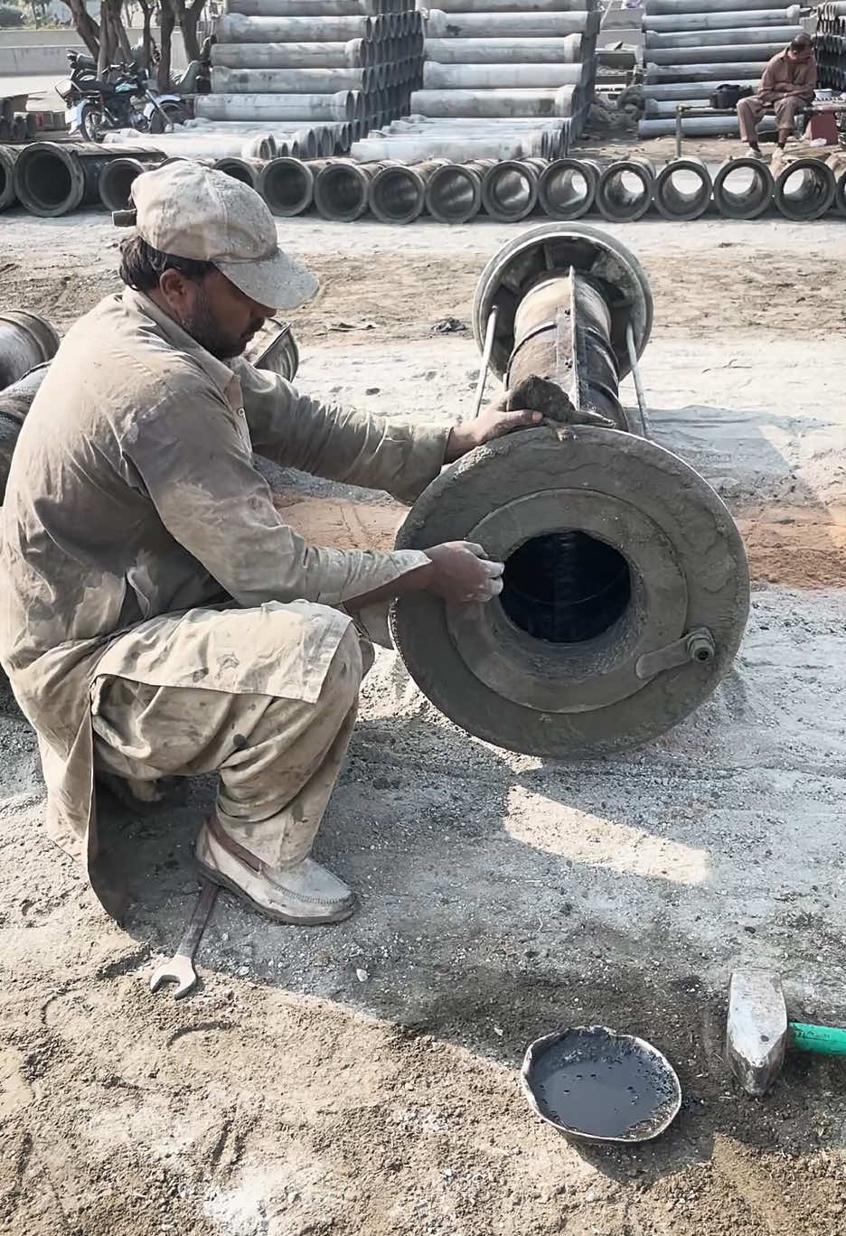 Cement Pipe Making | Cement Pipes Manufacturing Process . . . . #pipe #cement #manufacturing 