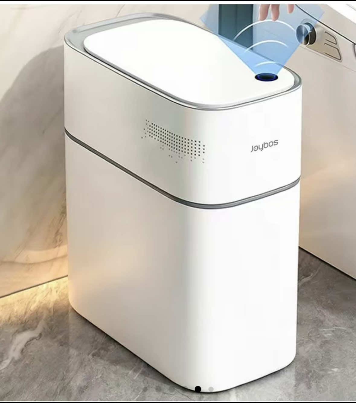 Trash isn’t meant to be seen. This simple addition can upgrade the appearance of any bathroom! It’s even compact enough to fit under your kitchen sink or tuck it away under your desk or beside your bed for a clean and sleek design. #bathroom #touchlesstrashcan #sanitary #smarttrashcan #CleanTok 