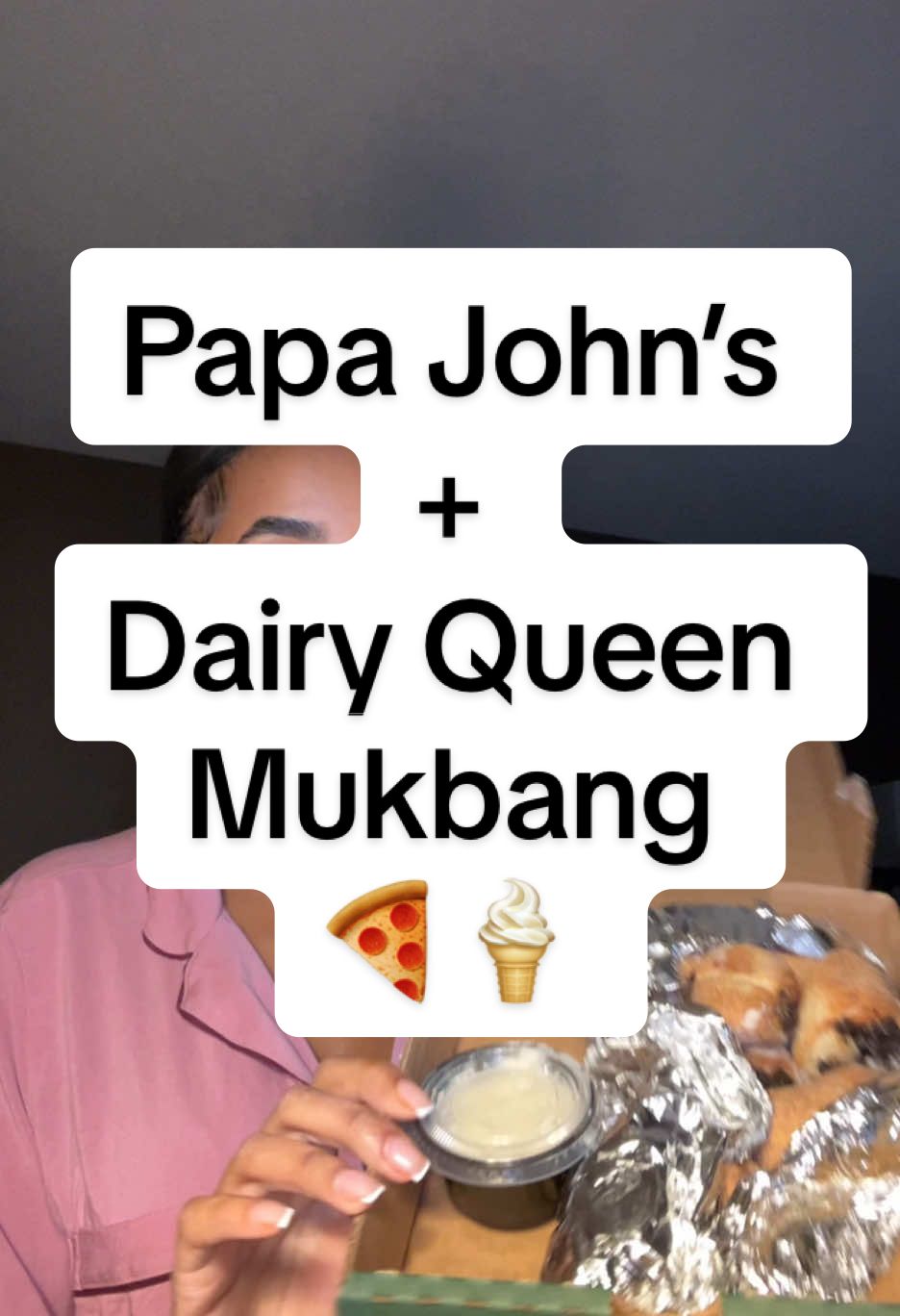 Papa John’s + Dairy Queen Mukbang 🍕🍦 #papajohns #papajohnspizza #dairyqueen #oreocookiepapabites #mukbang #foodreview 