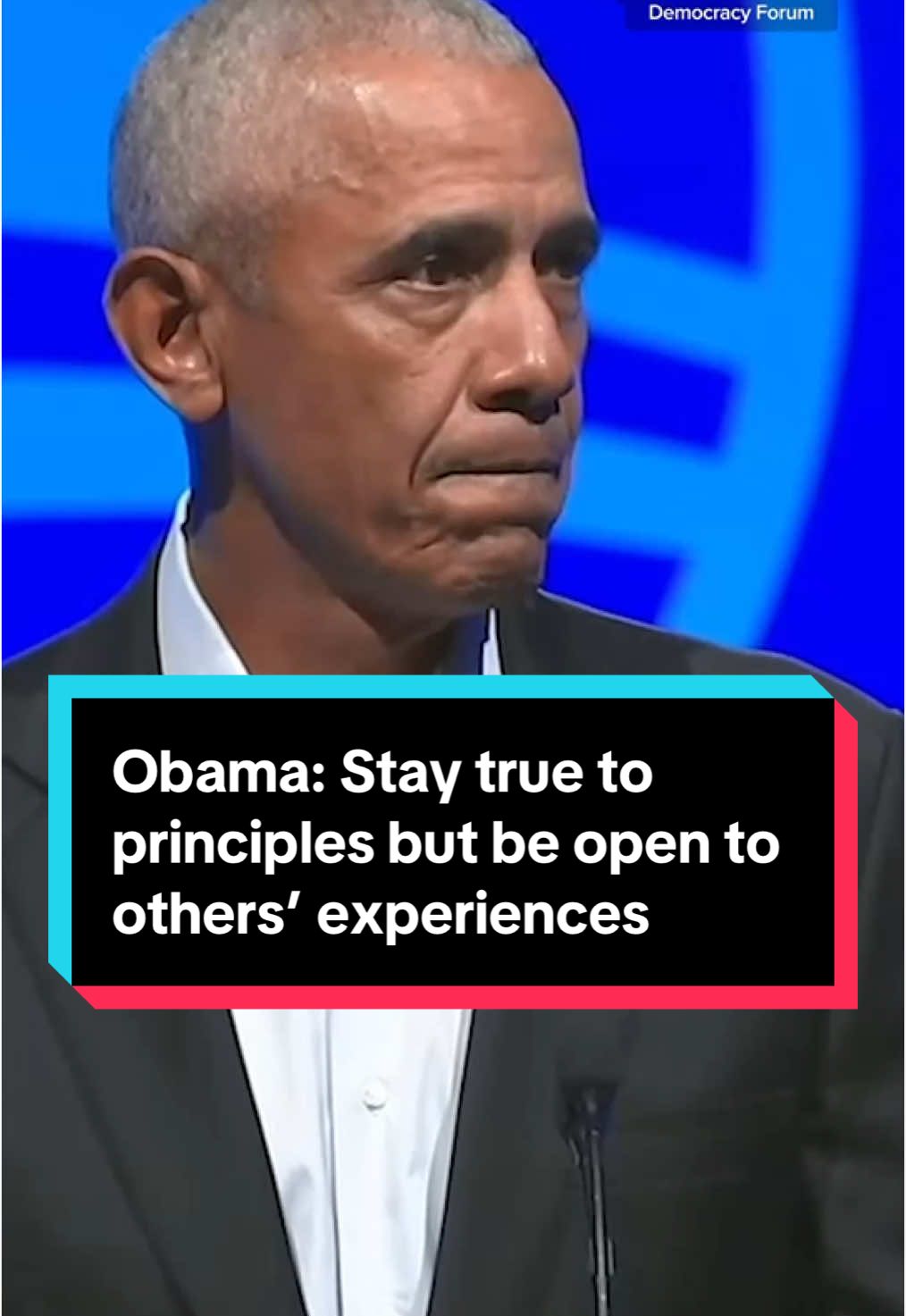 While speaking at the Obama Foundation Democracy Forum, former President Barack Obama urged the audience to stay true to their principles while striving to understand different experiences. “As long as we're clear about our core principles. As long as we know what our north star is, we have to be open to other people's experiences and believe that by listening to these people and building relationships and understanding what their fears are, we might actually bring some of them, not all of them, but some of them along with us,” he stated. #obama