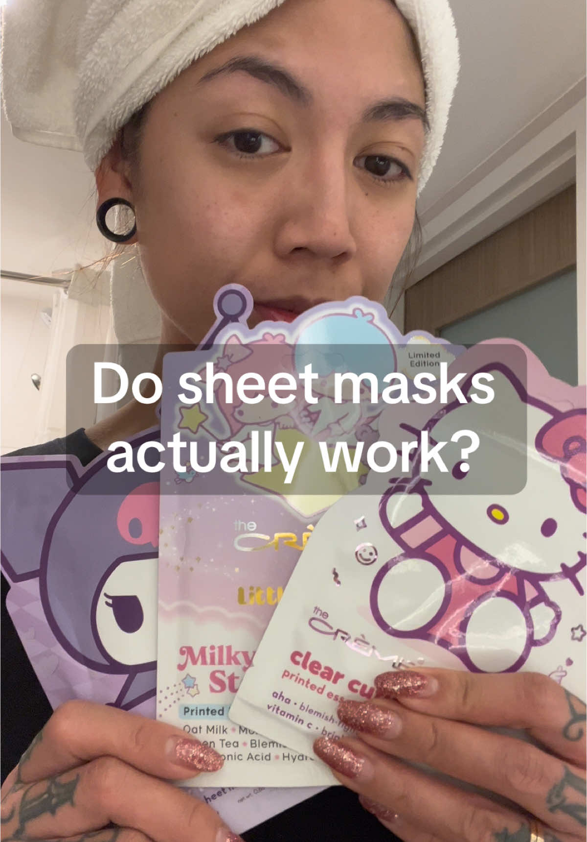 Tried a sheet mask for my first time ! @Miniso Official #sanrio #beauty #sheetmask #makeup #beautycare #SelfCare #selfcaretips #softskin #dryskin #kuromi