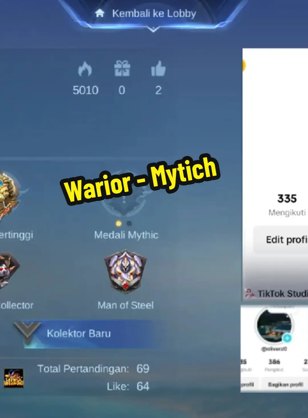 Warior - mytich Makasih yang udah nonton game play ku yang ga seberapa #fyp #masukberanda #4u #TikTokLIVE #LIVE #LIVEhighlights #MobileLegends #fypberanda #foryou #fy 