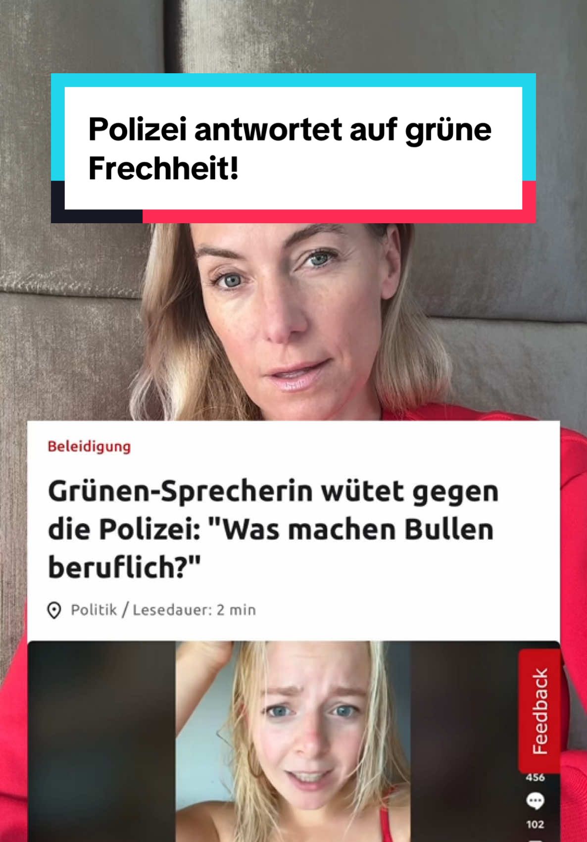 Die Bullen tun doch eh nichts! So bringt es die Sprecherin der grünen Jugend rüber. Schließlich wollte die mit Anzeigen etwas Kohle verdienen. Die Antwort der Polizei folgte prompt! Was sagt ihr? #grüne#jugend#polizei#polizeibericht#politik#deutschland#deutsch#polizist#polizistin#cdu#csu