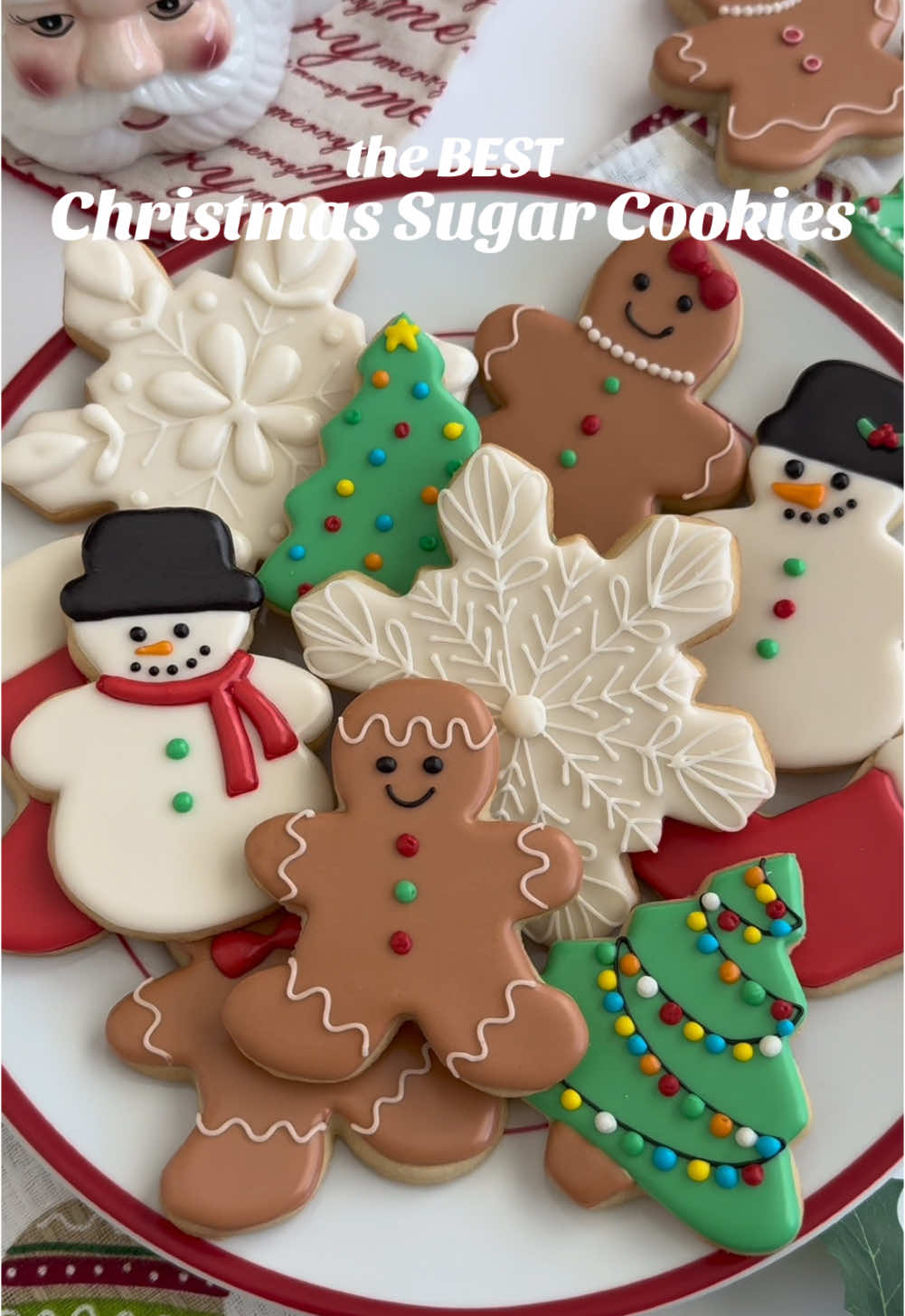 Christmas Sugar Cookies!  - 1 cup butter softened  - 1 cup granulated sugar  - 1 tbsp vanilla extract  - 1 tbsp almond extract  - 1 large egg  - 1/2 tsp salt  - 1/2 tsp baking powder  - 2 3/4 cups flour  My favorite holiday tradition is baking and decorating sugar cookies, and this recipe for cut out sugar cookies is by far the best!  It’s modified from my grandmother’s recipe and tastes soft, buttery and sweet.  Decorate with royal icing, buttercream frosting or a simple powdered sugar glaze!  Head to my website for the full recipe, instructions and tons of tips and tricks for these no spread sugar cookies!  #sugarcookies #sugarcookiedecorating #sugarcookierecipe #christmascookies #holidaybaking #christmas #christmastiktok #christmasdessert #christmastreats #cookierecipe #cookiedecorating 