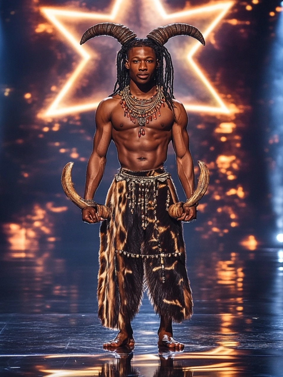 AFRICAN TANZANIAN MAN TRANFORMATION #fusion #hybrid #agt #skinwalker #transformation #americangottalent #ai 