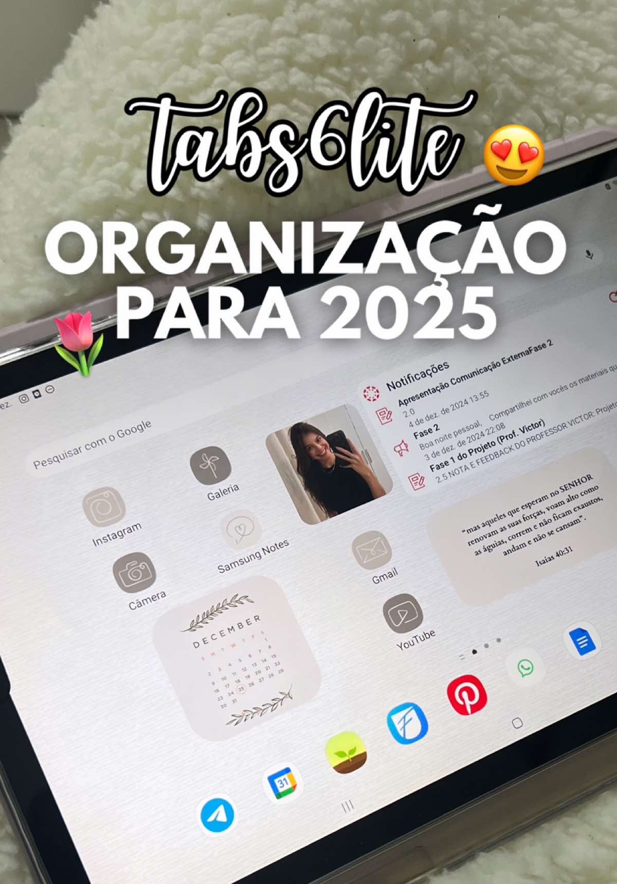 Organizando meu tablet para 2025 🌷✨ Aplicativos que utilizei:  Pinterest, Icon Changer, Widgets  Todos gratuitos 💕 #samsungtablet #tablet #telainicialtablet #samsungs6lite #organizacaotablet #organizartab #samsungnotes #escritadigital #tabletestudantes #estudantesbrasil #foruyou #foryoupage❤️❤️ 