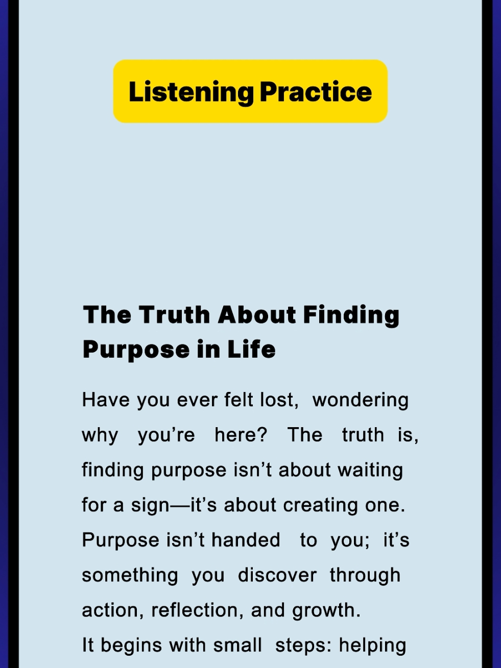 The Truth About Finding Purpose In Life #readingchallenge #learnenglish #english #teleprompter #truth #purpose #life 