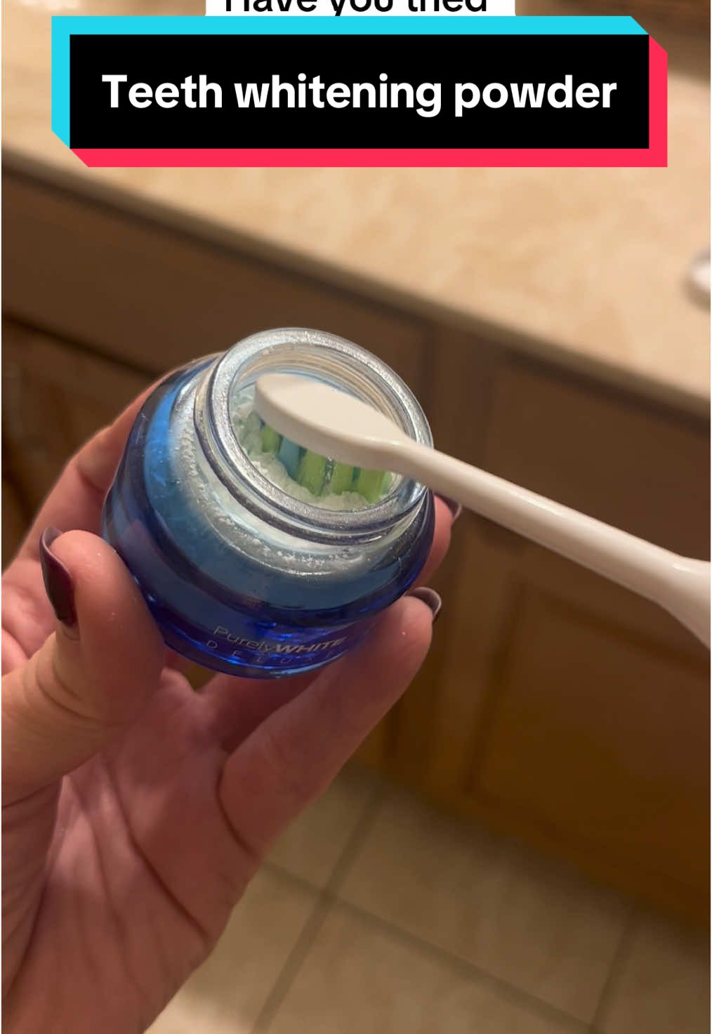 Have you tried  teeth whitening powder? Tried it tonight! #purelywhitedeluxe #purelywhite #purelywhiteteethpowder #purelywhiteteethbrighteningpowder 