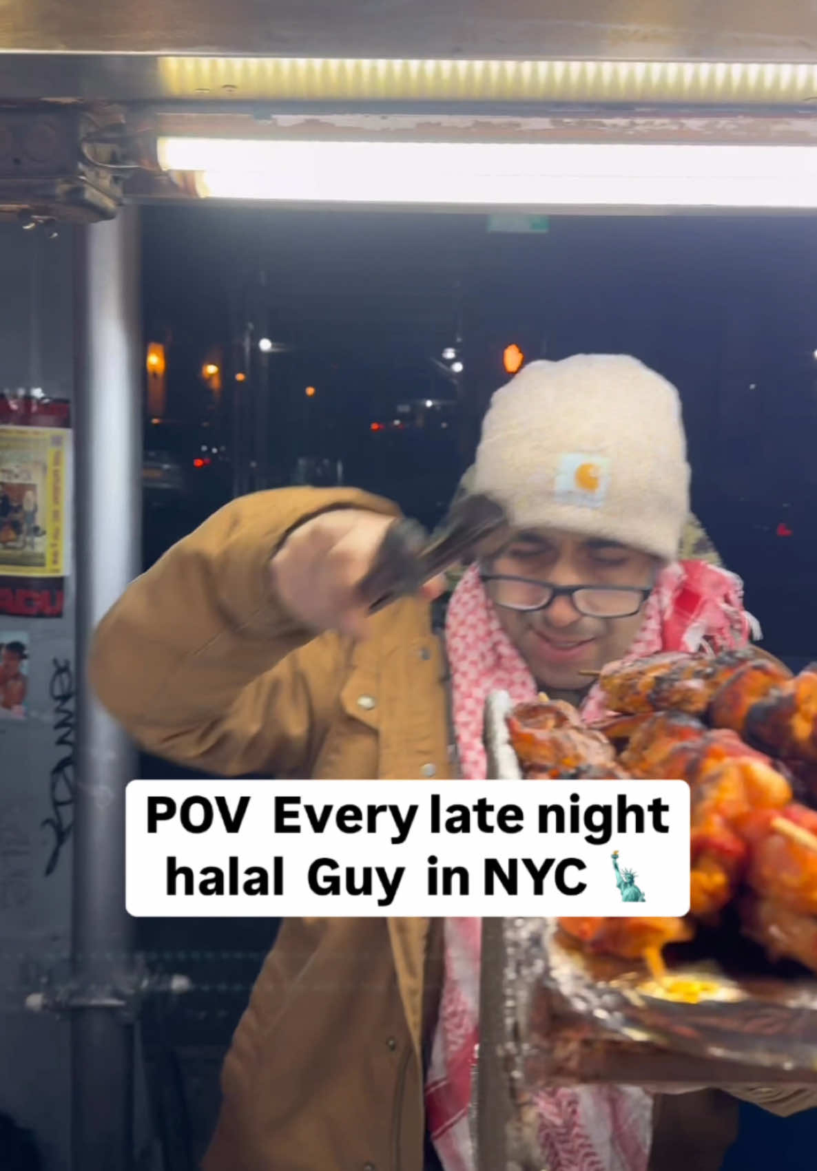 Every late night, Halal guy in New York City🗽 #Comedy #halalfood #StreetFood #NYC 