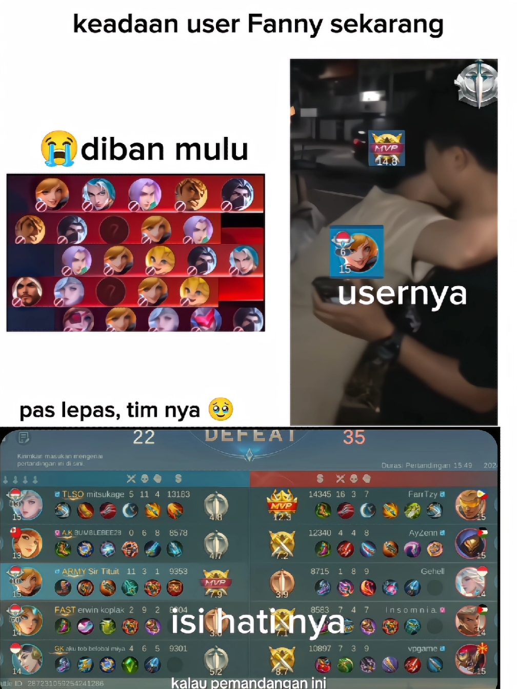 bahagia sekali🙂 ya kan bang @bryanlinconn  mana mmr gw Masi stack 5200 an lagi 🤡 #blue #fanny #mlbb #sirtituit 