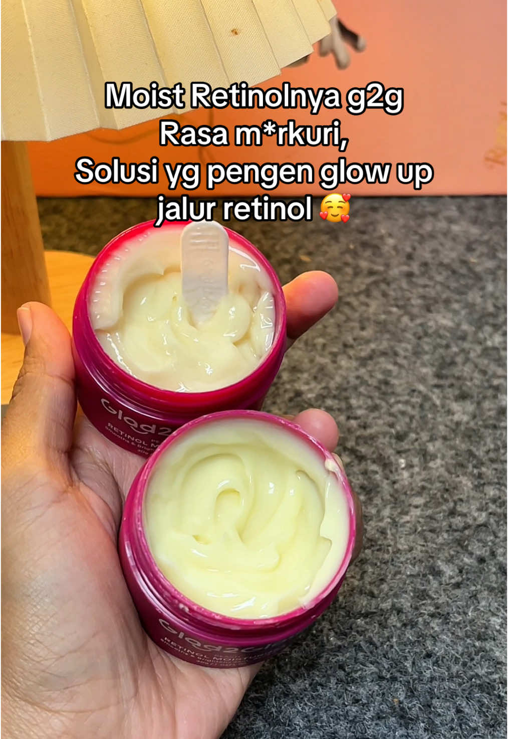 Moisturizer Retinol g2g rekomendasi untuk keluhan bekas jerawat, flek hitam, susah cerah, anti aging. #fyp #glad2glow 