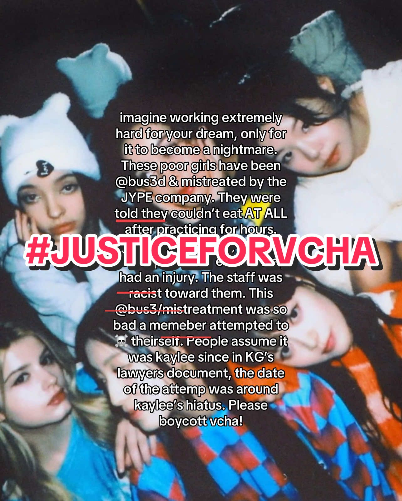 they’re so young. 💔 || #justiceforvcha #vcha #kgvcha #kayleevcha #savannavcha #camillavcha #lexusvcha #kendallvcha #kpopfypシ #awarness #boycottvcha #BOYCOTT #JUSTICE #mistreatment #kpopindustry 