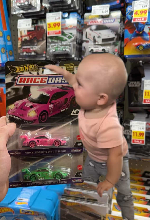 Hotwheels race day porsche chase pink and green variation #raceday #fredmeyer #kroger #hotwheels #toys #huntinghotwheels #store #fypage #shorts #meme 