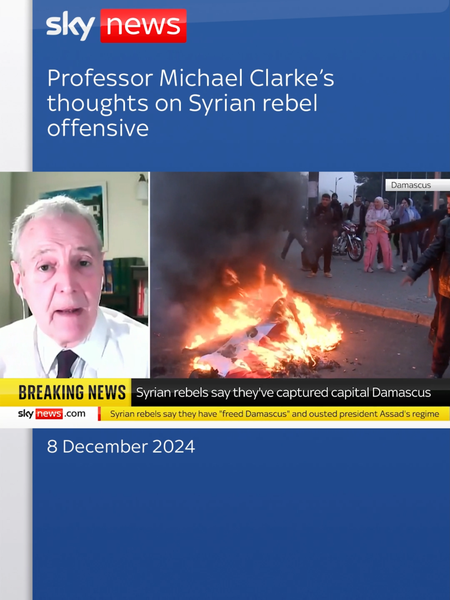 Defence and security analyst Professor Michael Clarke tells Sky’s Leah Boleto his thoughts on the rebel offensive in Syria. #syria #damascus