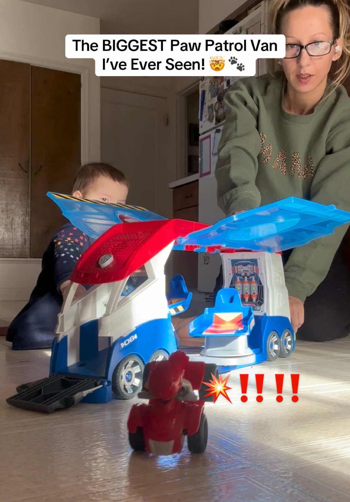 This Paw Patrol van is huge! It shoots the cars out, so cool! #pawpatrol #toddlertoys #kidstoys #giftsforkids 