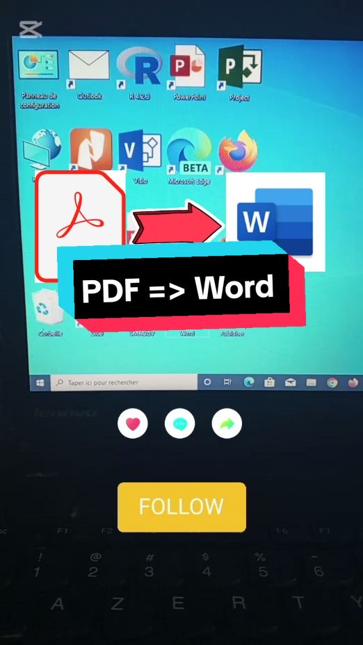 convertir fichier PDF en Word Windows ! #astuces #viralvideos #tiktokfrance #PC #word #excel #pdf