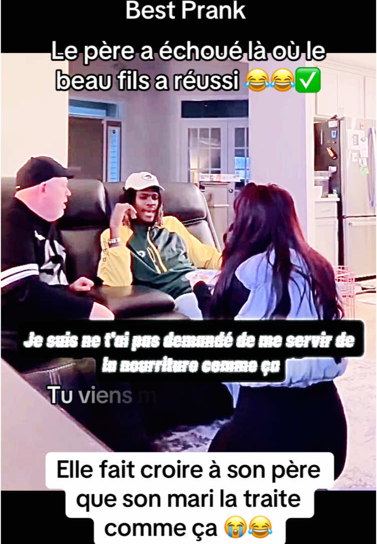 Elle fait croire à son père que son mari la traite comme ça 😭😂. Le père a échoué là où le beau fils a réussi 😂😂✅. Best Prank . #relation #amoureuse #couple #mari #maltraitance #epouse #presence #beau #pere 