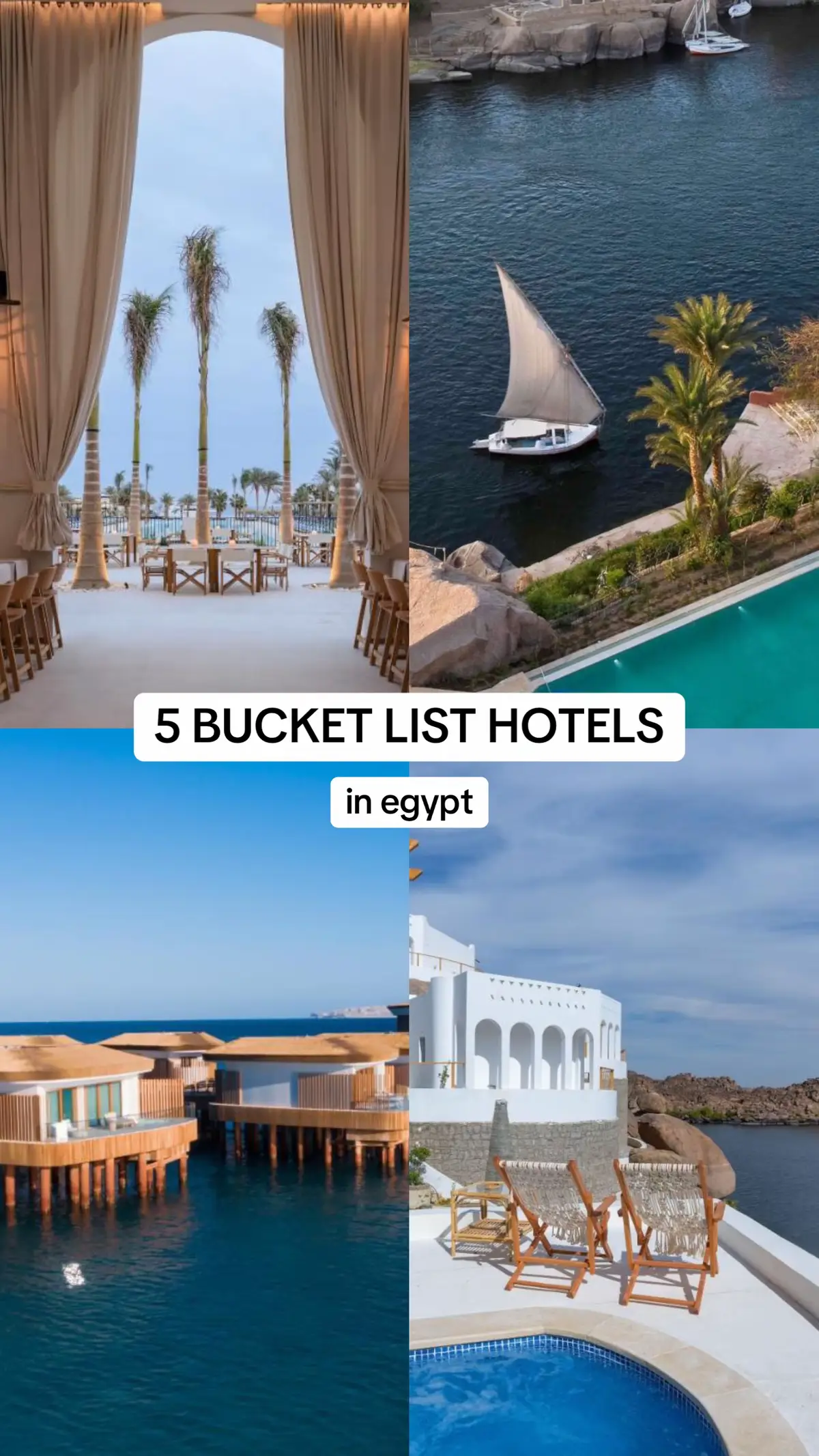 1 - Ben Ben by Dhara  2 - @Serry Beach Resort  3 - @Sofitel Legend Aswan 4 - Al Alamein Hotel 5 - Tawila Resort  #bucketlisthotel #besthotels #egypthotelguide #egypthotels #travelegypt #egypttravel #hotelsegypt #egypt #egyptian_tik_tok #egypt🇪🇬 