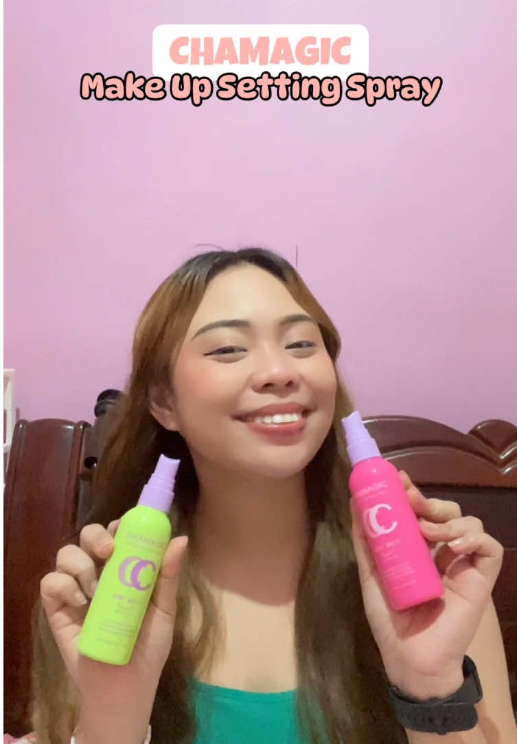 ganda talaga ng chamagic make up setting spray na to. 2 types pa kaya makakapili ka talaga ng gusto mo. checkout na! 🤗 #settingspray #settingspraytest #settingsprayviral #settingsprayhack 