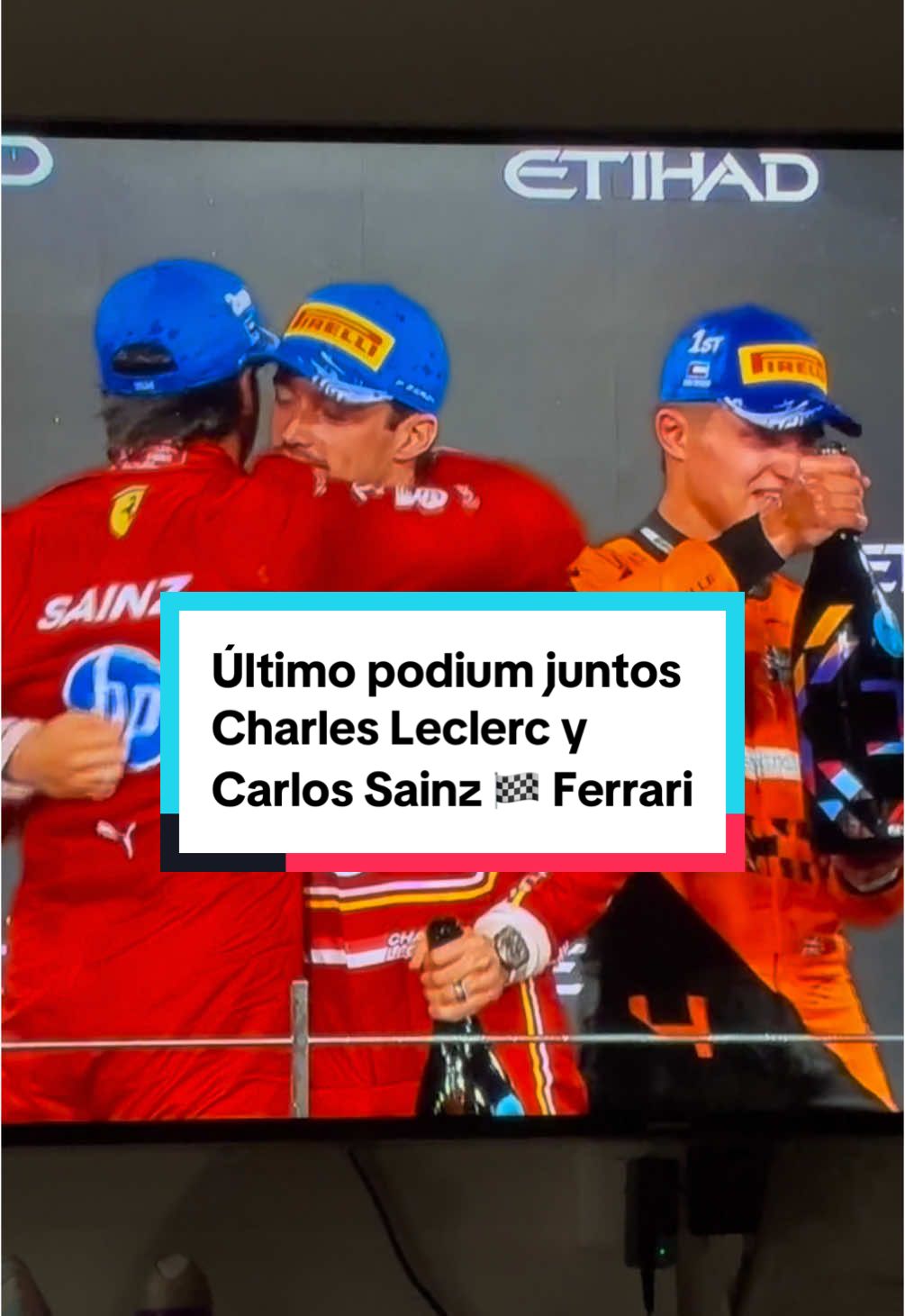 Lando Norris gana con Mclaren el campeonato de constructores 🏆 Charles Leclerc y Carlos Sainz último podium juntos en Ferrari, en el gran premio de Abu Dhabi 2024 🐎 ❤️🏁 #landonorris #charlesleclerc #carlossainz #abudhabigp #gpabudhabi @Lando Norris @McLaren @Charles Leclerc @carlossainz55 