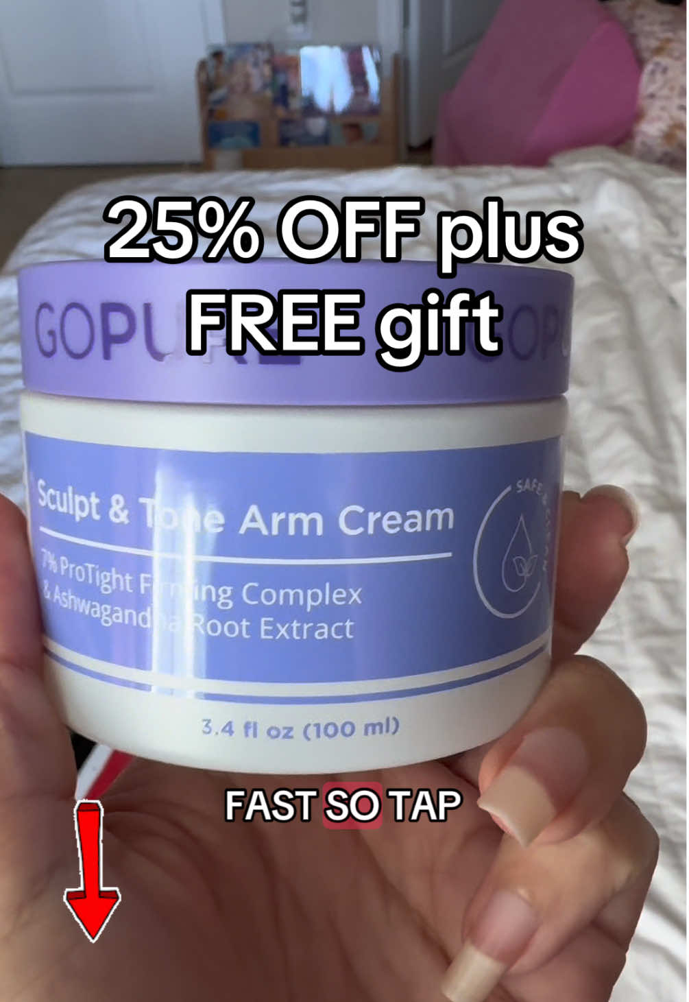 GoPure's Sculpt & Tone arm cream is here!! @Gopure It improves the look of sagging, loose and crepey skin. #gopure #looseskin #armcream #skincareroutine #agingskin #MomsofTikTok #tiktokshopholidayhaul 