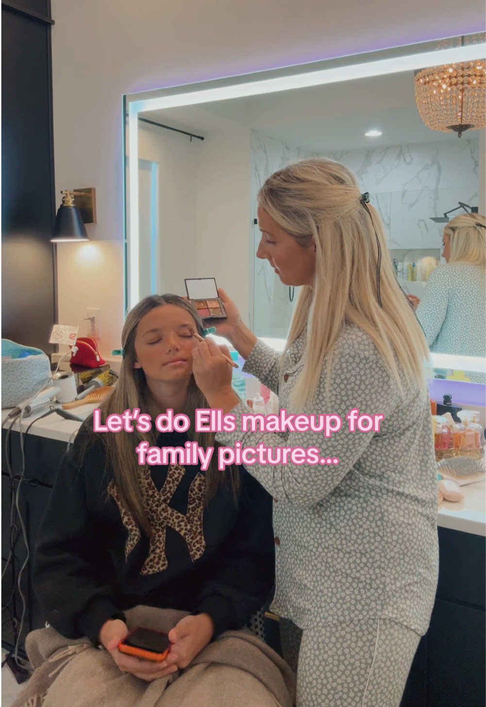 Do you like the final look? #makeup #preppy #momanddaughter #mom #daughter #teen #grwm #eyelashes #lipstick #bronzer #MomsofTikTok #viral