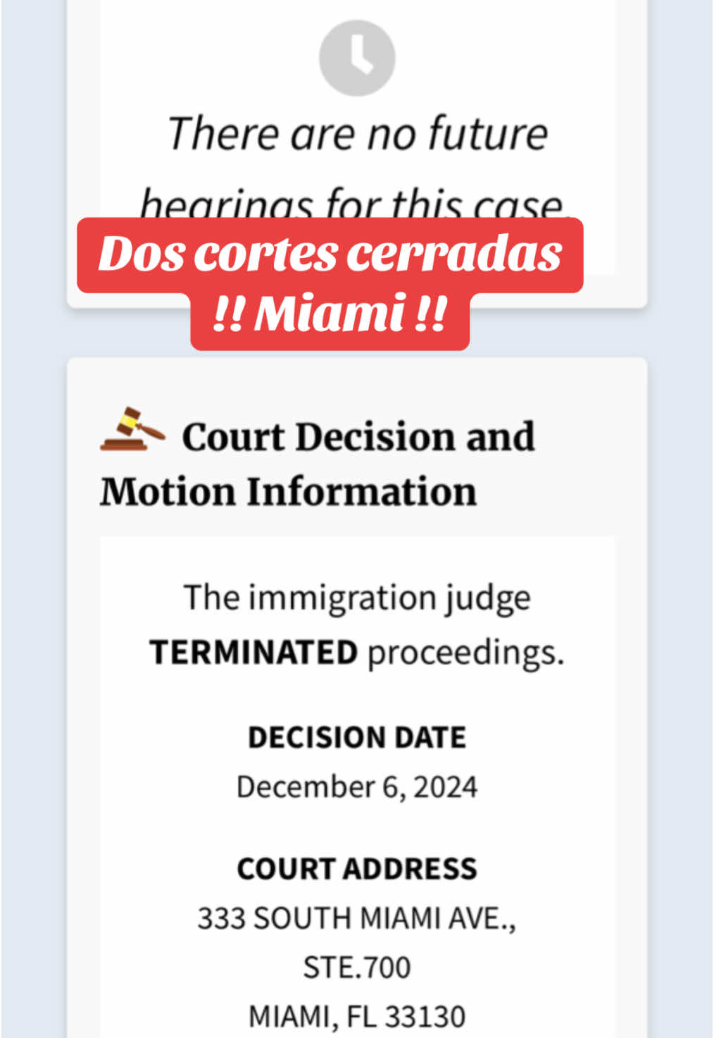 Cortes de inmigración cerradas. No soy abogada. No doy consejos legales. #corte#cortedeinmigracion #cortemiami #cbpone #parole #inmigracion #i485 