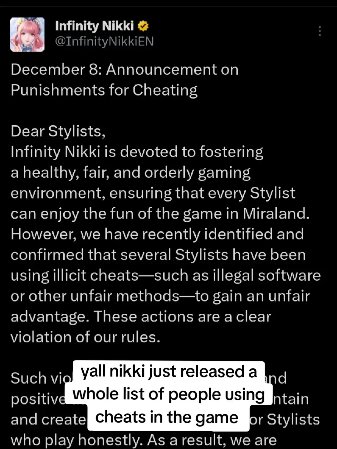 #INFINITYNIKKI | well I guess we don't have to worry about people making inappropriate mods for the game also if this is how strict they are 