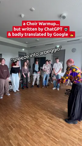 “ABRUPT STOP NO REASON” 😂 Seeing if ChatGPT can beat me at writing choir warmups: Choir: @youngvoices_brandenburg 🪄🎶 #choirwarmup #choirtok #singing #choir #acapella #harmony 