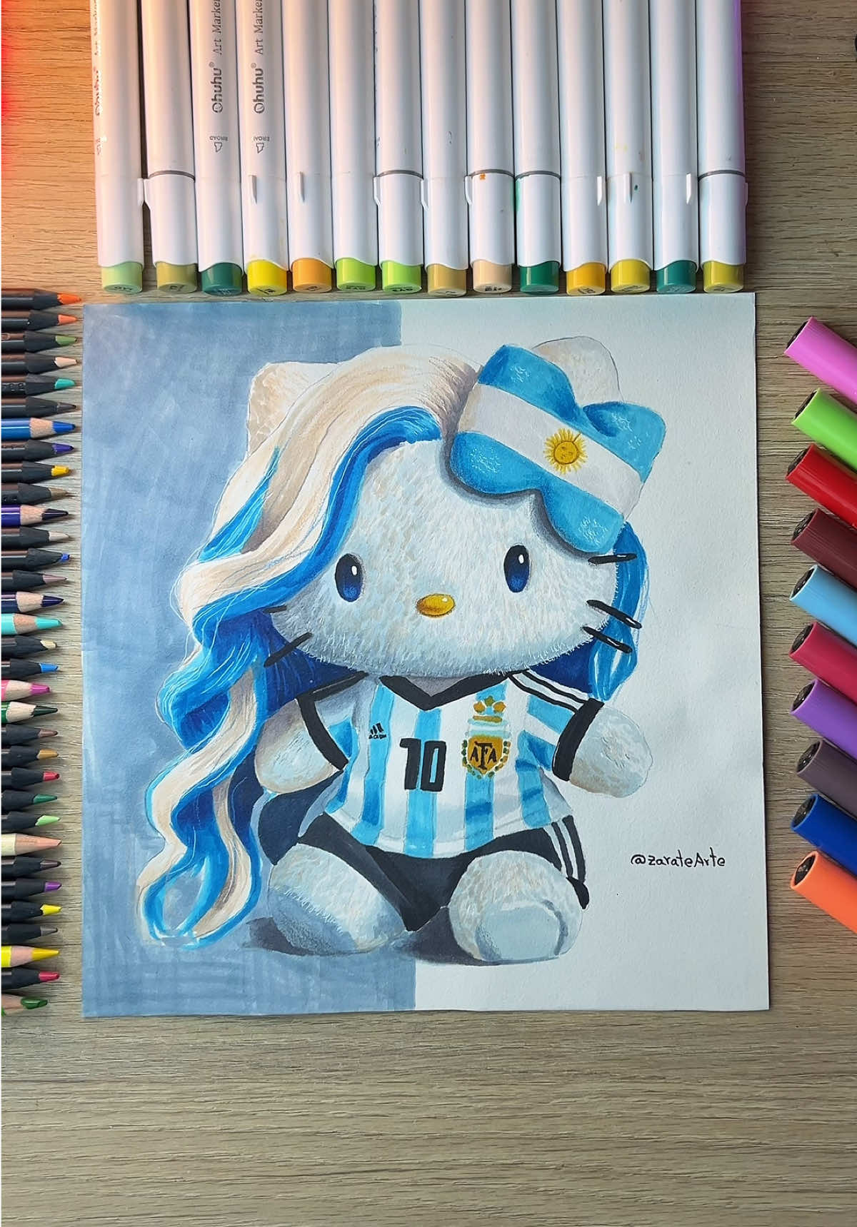 Dibujando a Hello Kitty de Argentina 😍 #drawing #dibujo #arte #hellokitty 