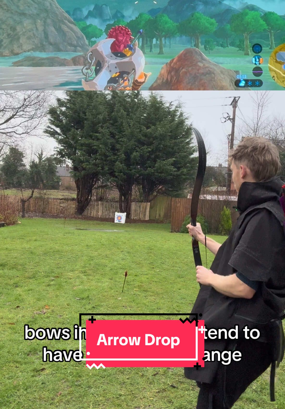 Obviously this will vary from bow to bow (and modern bows drop less than historical ones), but your +14 Bow of Shooting Through Walls should comfortably handle over 50m! #fantasy #archer #archery #nerd #gaming 