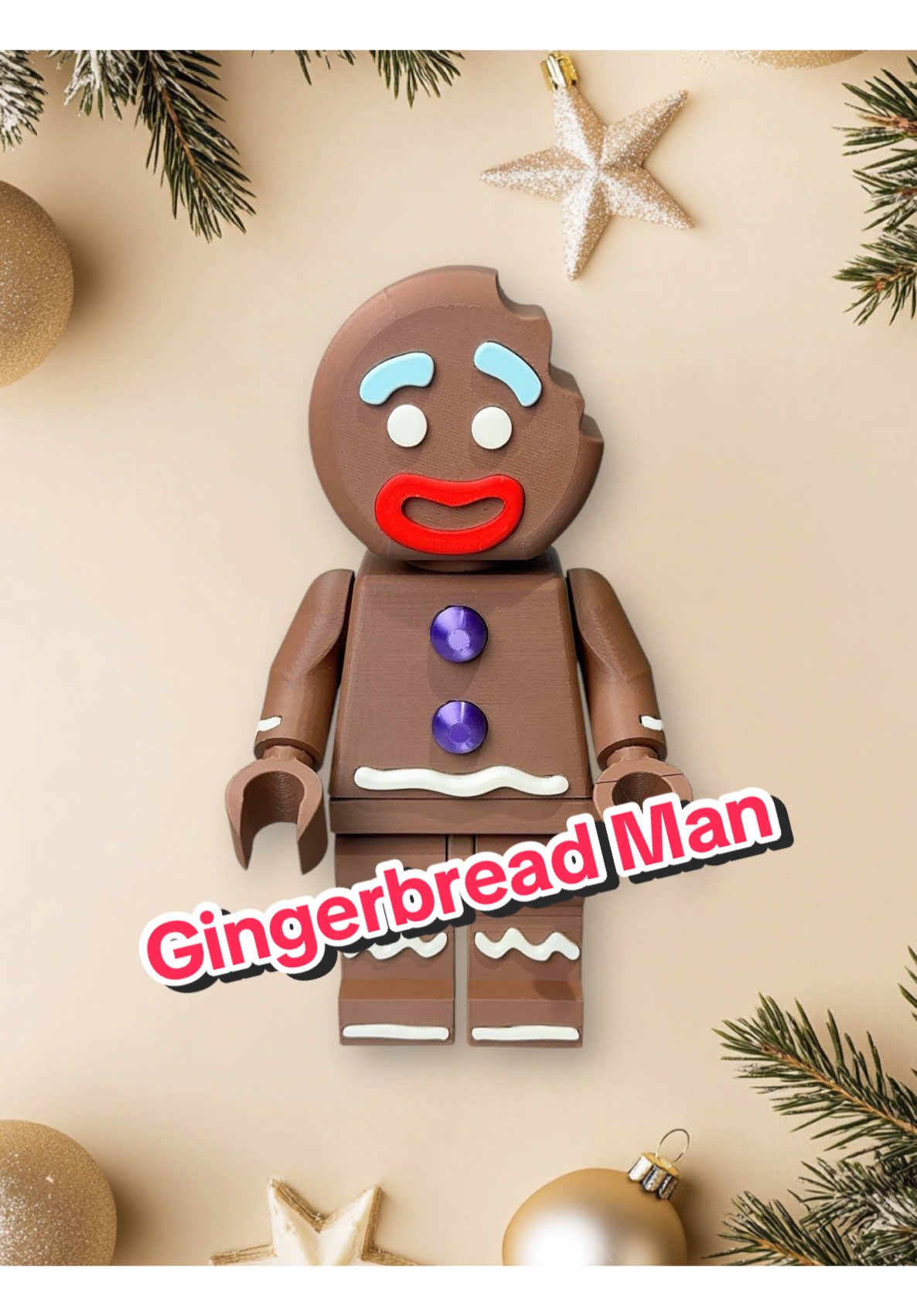 Gingerbread Man model available on @Makerworld by Warp3D_Prints, Printed on A1 and P1S with @Polymaker 3D filaments. #gingerbreadman #gingerbread #gingerbreadmen #shrekgingerbreadman #lego #legos #legofan #legominifigures #legoinstagram #legoshrek #legogingerbreadman #minifigures #minifigs #fyp #navidad #christmas #holidays #3dprinted #3dprints #3dprinting #bambu #3dprintedmodels #3dprintedtoy #3dprintedtoys #bigbrick #bigbricks #polymaker #random #hobby #bambutiful 