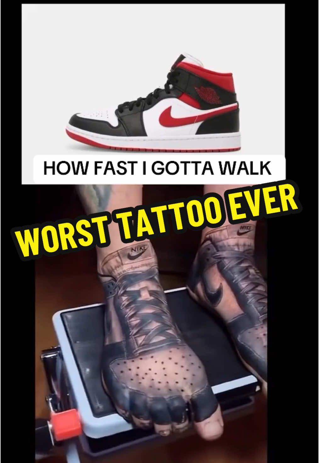 This is the worst tattoo of all time and its not close 🤮 @FINEKICKZ #florida #sneakers #nike #fashion #hype #lol #tattooartist #tattoo #wtf #explore 