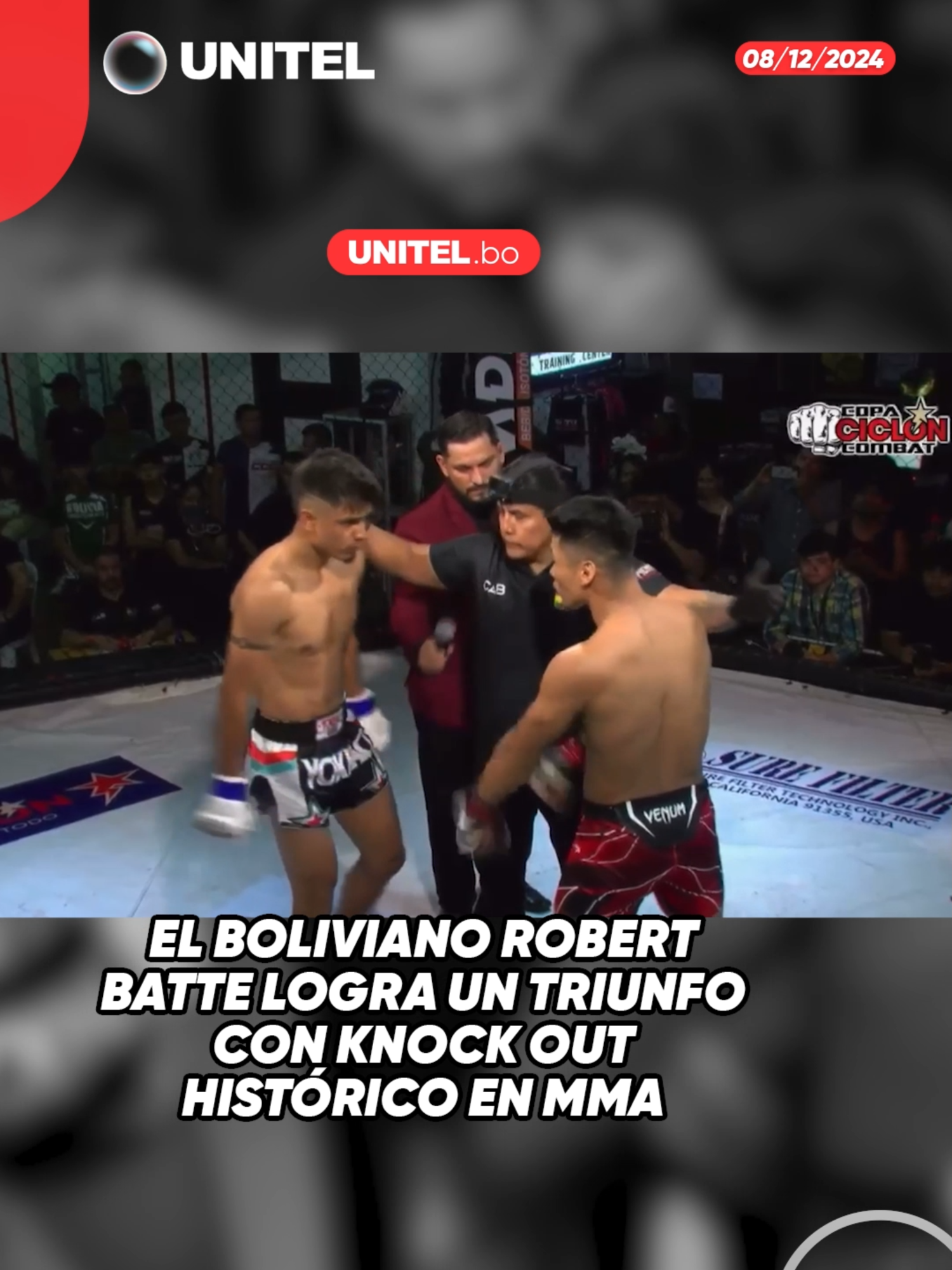 Bolivia se anotó un récord histórico en las Artes Marciales Mixtas a través del peleador cruceño Robert Batte, quien logró una victoria con un knock out en apenas 3.8 segundos, el KO más rápido a nivel mundial en la disciplina. #Unitel#VideoViral#Virales#Deportes#MMA#Histórico#Peleas