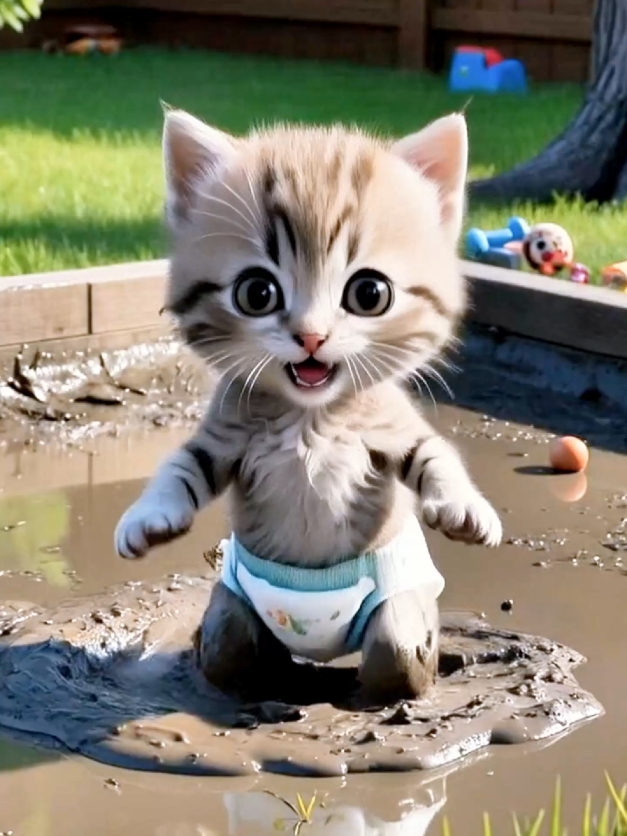 Mud, Paws and Confusion: 🐾💩 The Journey from Bath to Total Mess! 🥴 #catstories #kitten #cutecat #ai #fyp #bestestiktoks #gatolovers #catshorts #gatossoftiktok #gatostristes #aicat #cutecats #drawingcat #funnymoments #cat #cats #animaçãodisney #cattales